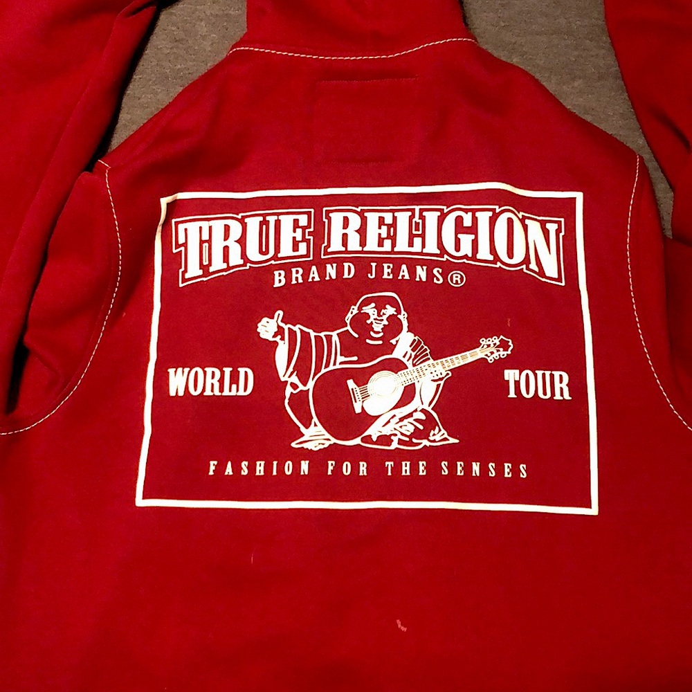 True Religion World Tour Red Zip Up Hoodie